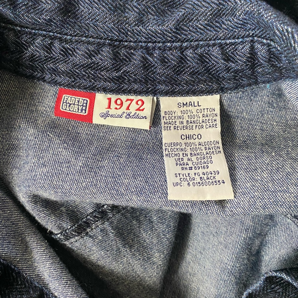 Y2K Faded Glory Button Front Shirt Dress Brushed Denim Dark Indigo Small - Picture 5 of 5